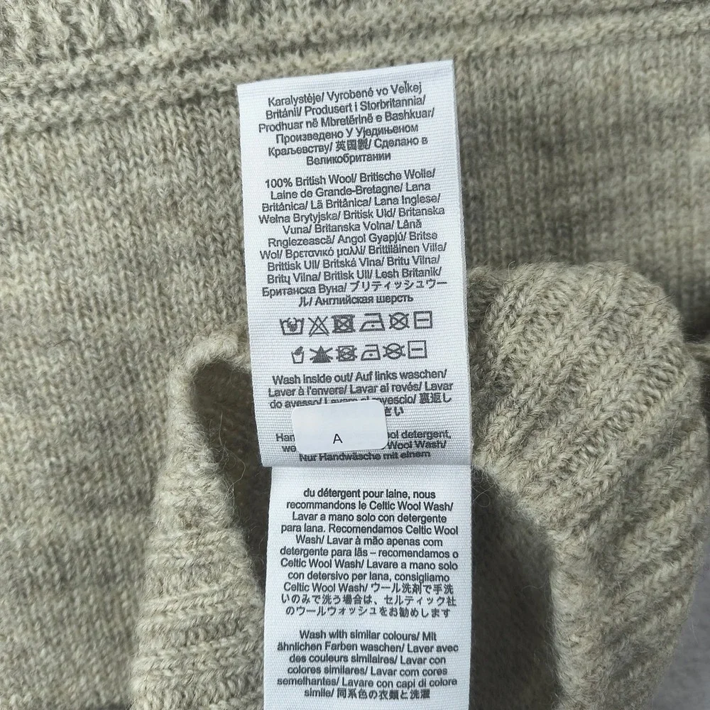 Celtic & Co British Heritage Gansey Sweater Undyed Taupe 100% Wool NWT UK L